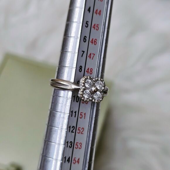 Vintage Van Cleef & Arpels ARNO Diamond 18k White Gold Alhambra VCA Clover Ring - Picture 8 of 11